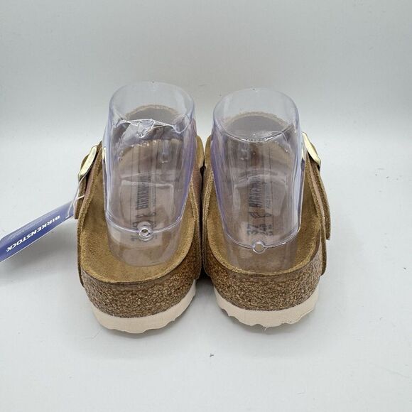 New Birkenstock Gizeh Sandals Washed Metallic Pink Leather Size US 6 Regular Fit - Picture 4 of 8